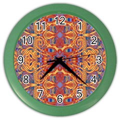 Oriental Watercolor Ornaments Kaleidoscope Mosaic Color Wall Clocks by EDDArt