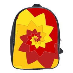 Flower Blossom Spiral Design  Red Yellow School Bags(large)  by designworld65