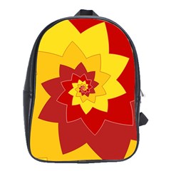 Flower Blossom Spiral Design  Red Yellow School Bags (xl)  by designworld65