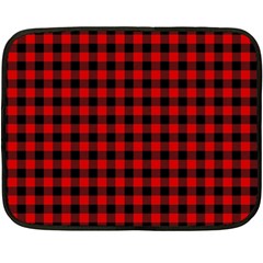 Lumberjack Plaid Fabric Pattern Red Black Fleece Blanket (mini) by EDDArt