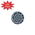 Power Spiral Polygon Blue Green White 1  Mini Buttons (100 pack)  Front