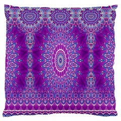 India Ornaments Mandala Pillar Blue Violet Large Cushion Case (one Side) by EDDArt