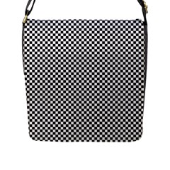 Sports Racing Chess Squares Black White Flap Messenger Bag (l)  by EDDArt