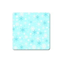 Blue Xmas Pattern Square Magnet