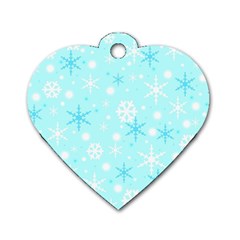 Blue Xmas Pattern Dog Tag Heart (two Sides) by Valentinaart