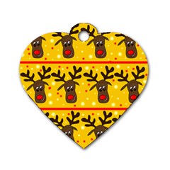 Christmas Reindeer Pattern Dog Tag Heart (two Sides) by Valentinaart