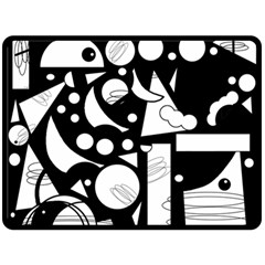 Happy Day - Black And White Fleece Blanket (large)  by Valentinaart