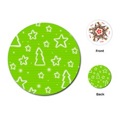 Green Christmas Playing Cards (round) 