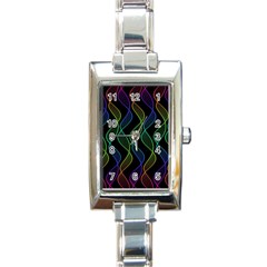 Rainbow Helix Black Rectangle Italian Charm Watch by designworld65