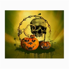 Halloween, Funny Pumpkins And Skull With Spider Small Glasses Cloth (2-side)