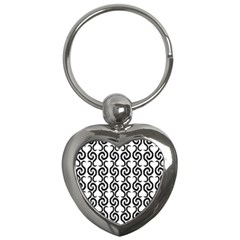 White And Black Elegant Pattern Key Chains (heart) 