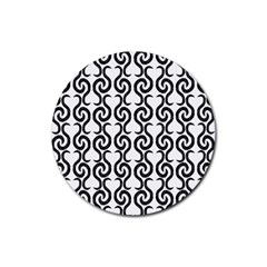 White And Black Elegant Pattern Rubber Round Coaster (4 Pack) 