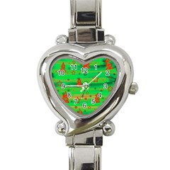 Green Xmas Magic Heart Italian Charm Watch