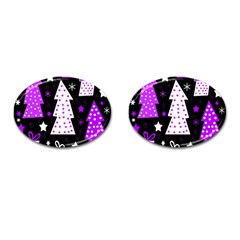 Purple Playful Xmas Cufflinks (oval) by Valentinaart