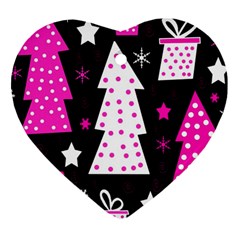 Pink Playful Xmas Heart Ornament (2 Sides)