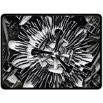 Black And White Passion Flower Passiflora  Fleece Blanket (Large)  80 x60  Blanket Front