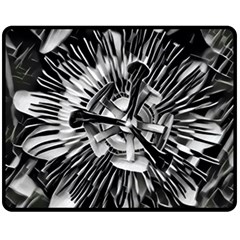 Black And White Passion Flower Passiflora  Fleece Blanket (medium)  by yoursparklingshop