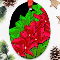 Xmas Red Flowers Oval Ornament (two Sides)