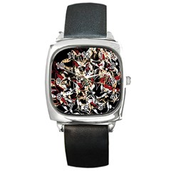 Abstract Floral Design Square Metal Watch by Valentinaart