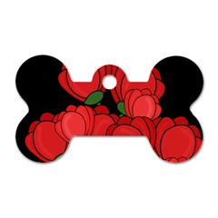 Red Tulips Dog Tag Bone (one Side)