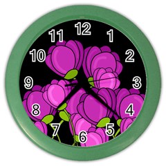 Purple Tulips Color Wall Clocks