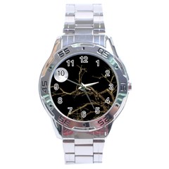 Nature Dark Scene Stainless Steel Analogue Watch