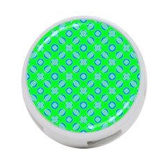 Mod Blue Circles On Bright Green 4-port Usb Hub (one Side)