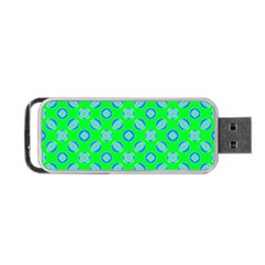 Mod Blue Circles On Bright Green Portable Usb Flash (one Side)