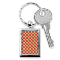 Mod Yellow Circles On Orange Key Chains (rectangle)  by BrightVibesDesign