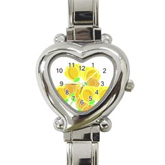 Yellow Flowers Heart Italian Charm Watch