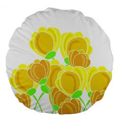 Yellow Flowers Large 18  Premium Round Cushions by Valentinaart