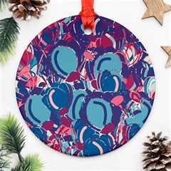 Blue Garden Round Ornament (two Sides) 