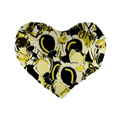 Yellow Abstract Garden Standard 16  Premium Flano Heart Shape Cushions