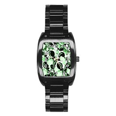 Green Abstract Garden Stainless Steel Barrel Watch