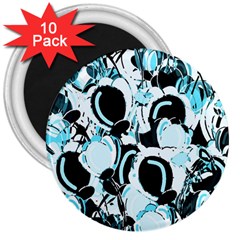 Blue Abstract  Garden 3  Magnets (10 Pack) 