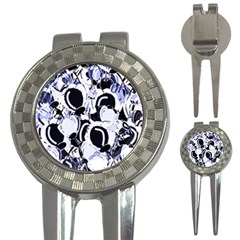 Blue Abstract Floral Design 3-in-1 Golf Divots