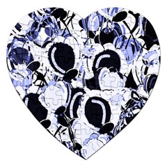 Blue Abstract Floral Design Jigsaw Puzzle (heart)