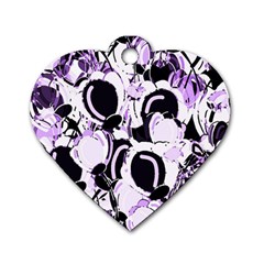 Purple Abstract Garden Dog Tag Heart (two Sides)