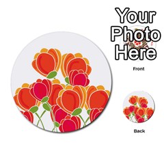 Orange Flowers  Multi-purpose Cards (round)  by Valentinaart