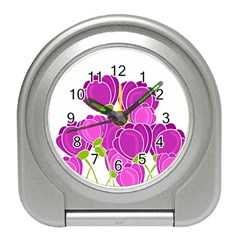 Purple Flowers Travel Alarm Clocks