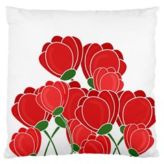 Red Floral Design Standard Flano Cushion Case (two Sides)