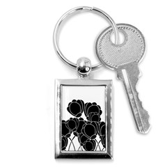 Black Flowers Key Chains (rectangle) 