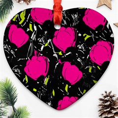 Pink Roses  Heart Ornament (2 Sides) by Valentinaart