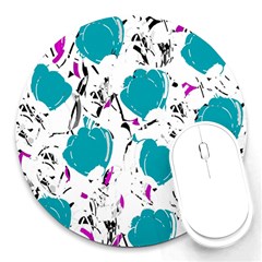 Cyan Roses Round Mousepads by Valentinaart