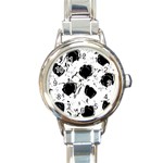 Black roses Round Italian Charm Watch Front