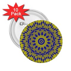 Yellow Blue Gold Mandala 2 25  Buttons (10 Pack) 