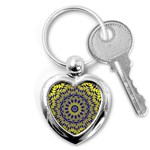 Yellow Blue Gold Mandala Key Chains (Heart)  Front