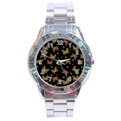 Insects Motif Pattern Stainless Steel Analogue Watch