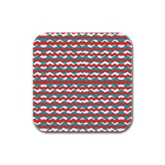 Geometric Waves Rubber Square Coaster (4 Pack) 