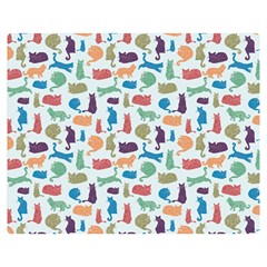 Blue Colorful Cats Silhouettes Pattern Double Sided Flano Blanket (medium) 